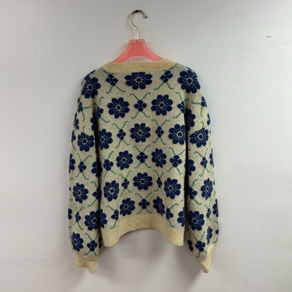 Retro Floral Knit Sweater - K0885 - Picture 2 of 2
